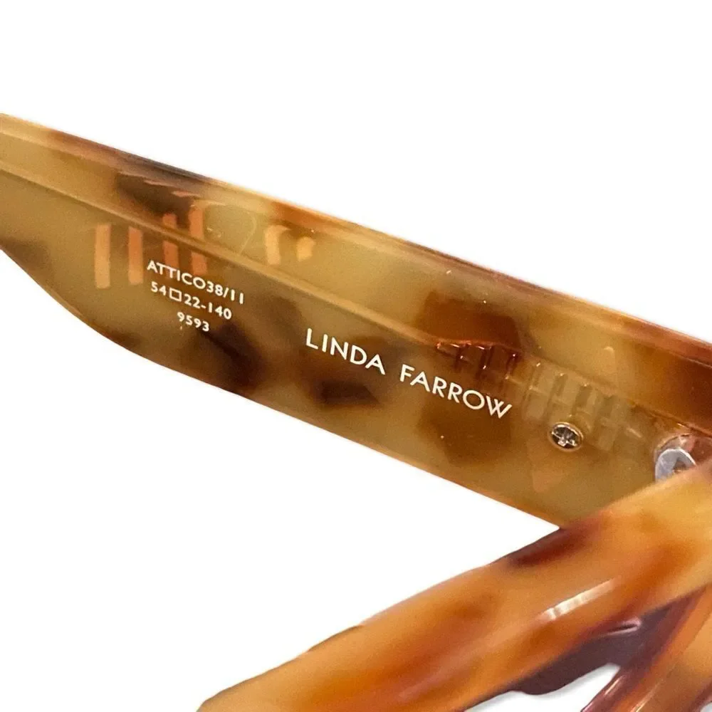 Linda Farrow The Attico Berta Brown tortoiseshell Pink Cat-Eye Sunglasses NEW